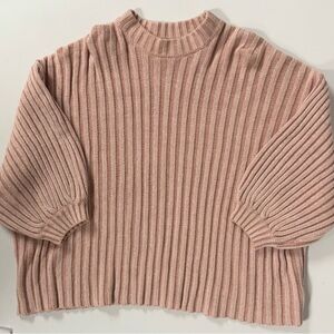 Urban Outfitters Lou Mock-Neck Ballet Pink Pullover Sweater Ribbed Crop Women S
